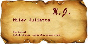 Miler Julietta névjegykártya